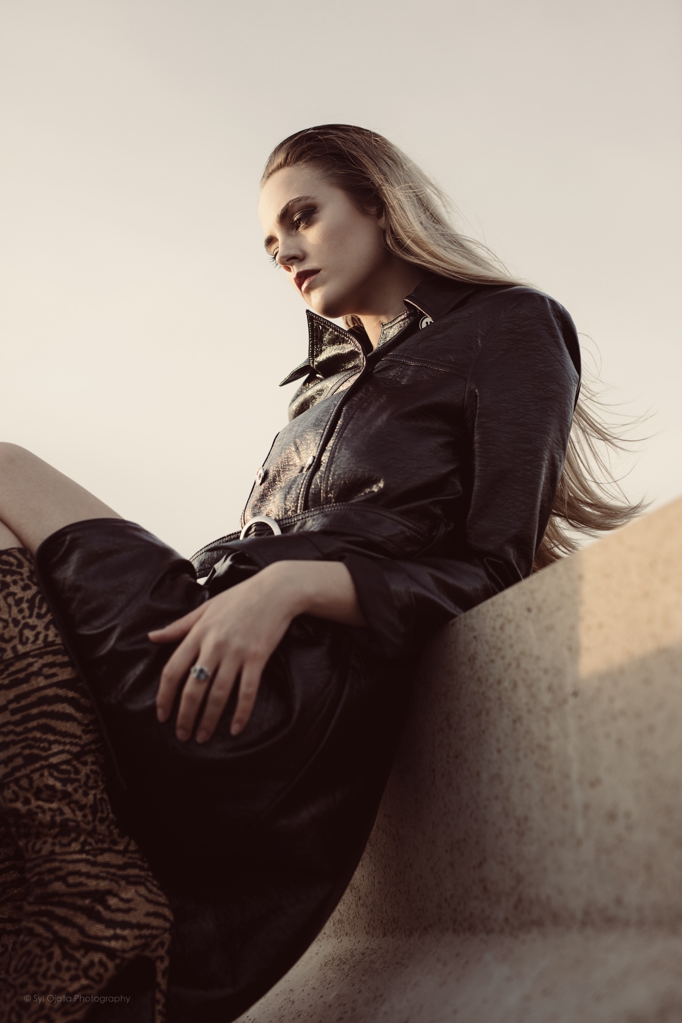 Abigail wearing leather jacket